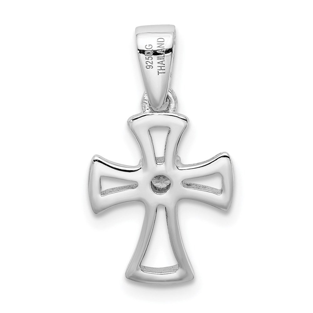 Sterlingsilber Rhodiniert Zirkonia Offen Kreuz Anhänger