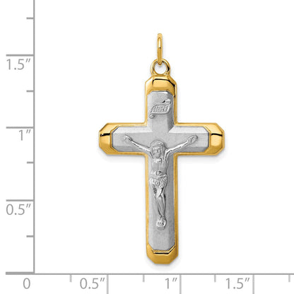 Sterlingsilber Rhodiniert Satiniert/polished Vermeil Corpus Kreuz Anhänger