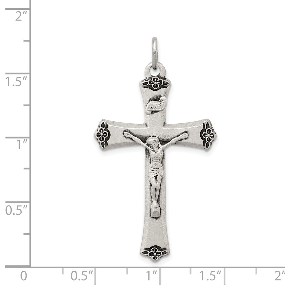 Sterlingsilber Antikisiert Satiniert Heiligenschein und Corpus Kreuz Anhänger