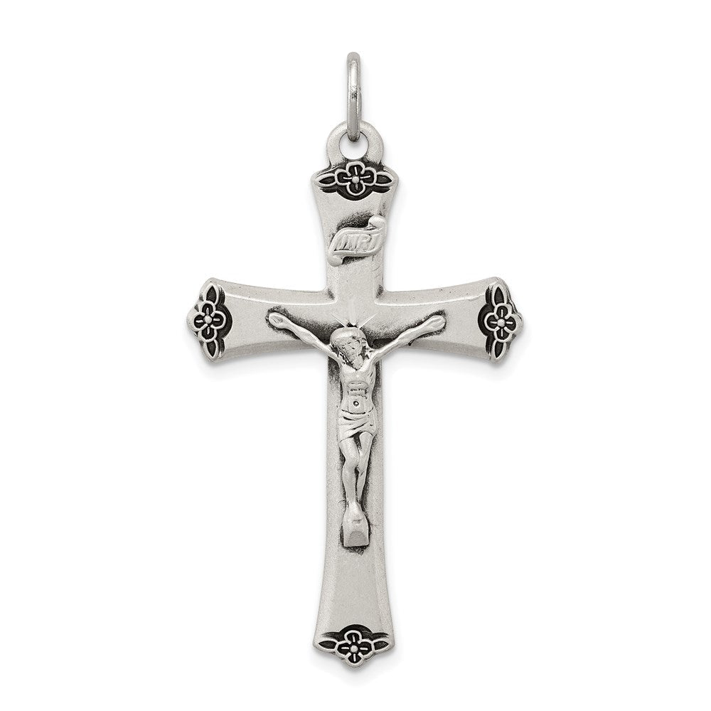 Sterlingsilber Antikisiert Satiniert Heiligenschein und Corpus Kreuz Anhänger