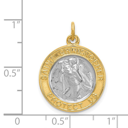 Sterlingsilber Rhodiniert & Vergoldet St. Christopher Medaille
