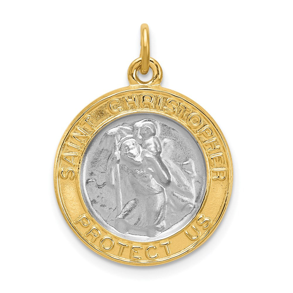 Sterlingsilber Rhodiniert & Vergoldet St. Christopher Medaille