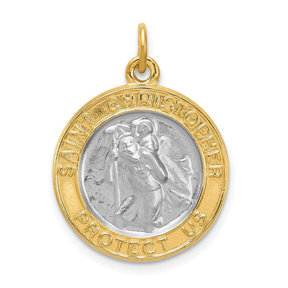 Sterlingsilber Rhodiniert & Vergoldet St. Christopher Medaille