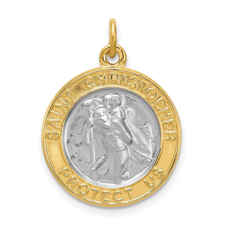 Sterlingsilber Rhodiniert & Vergoldet St. Christopher Medaille