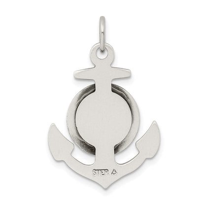 Sterlingsilber Antikisiert Satiniert St Christopher Anker Medaille Anhänger