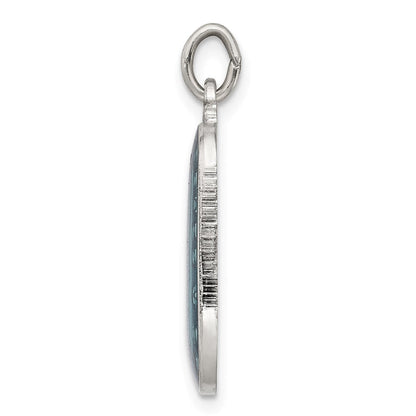 Sterlingsilber Blau Emaille Quadratisch St. Christopher Medaille Anhänger