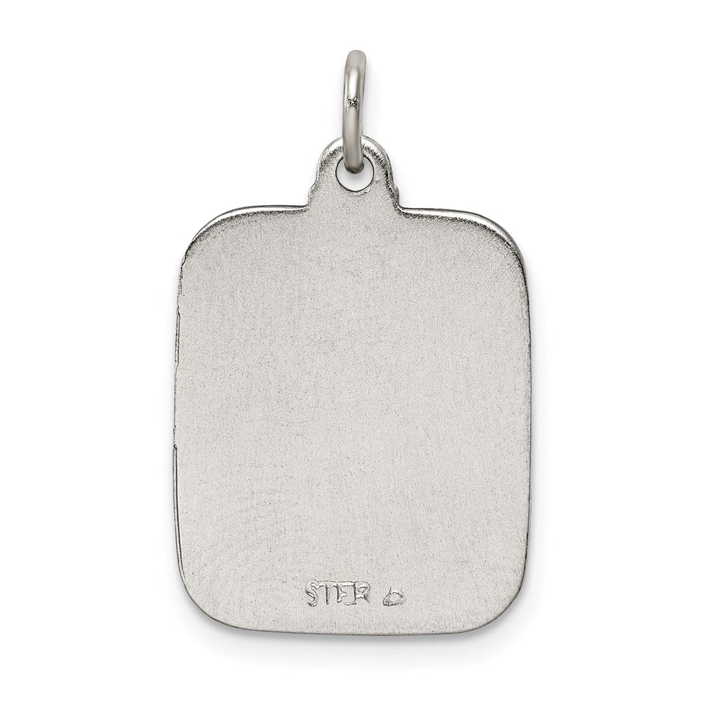 Sterlingsilber Blau Emaille Quadratisch St. Christopher Medaille Anhänger