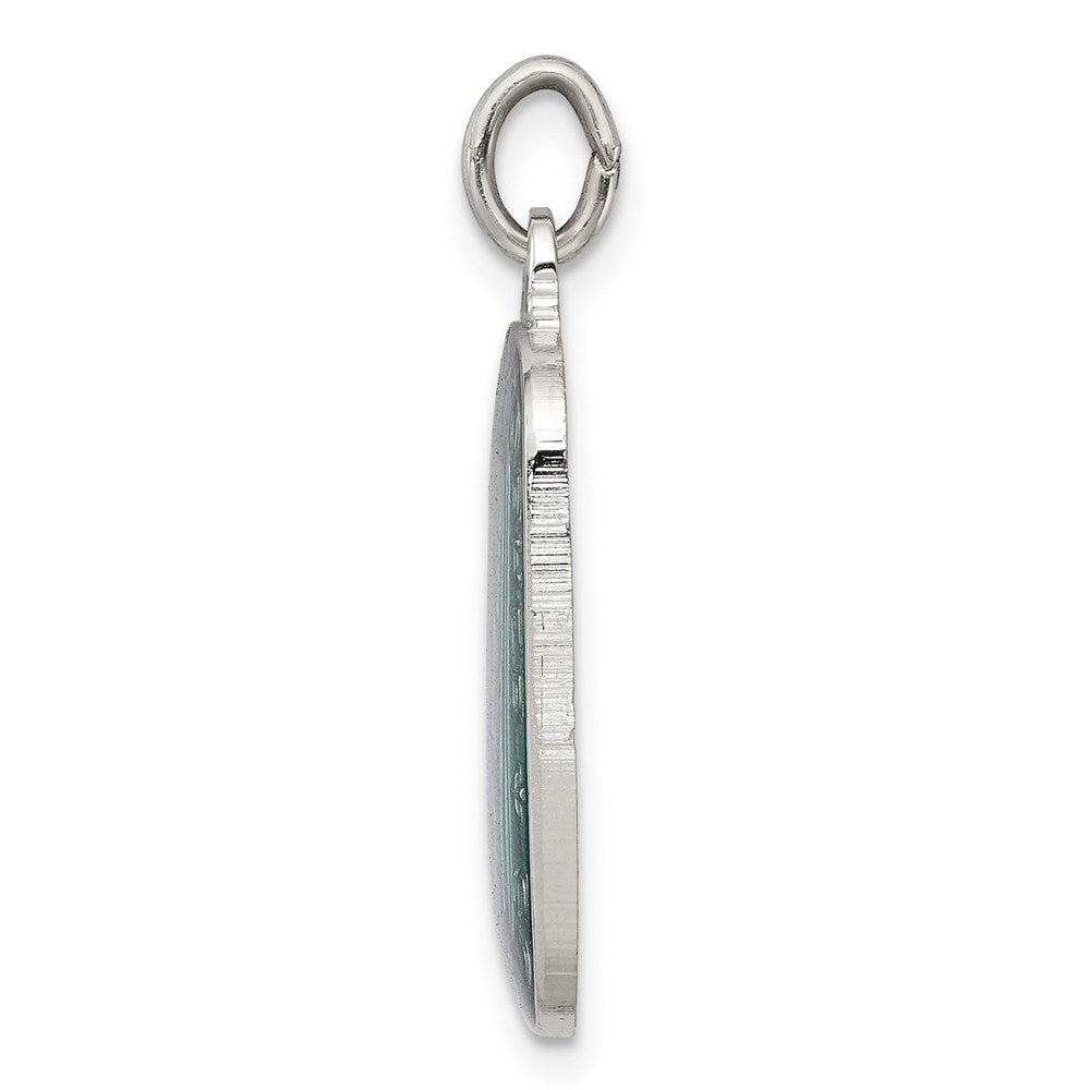 Sterlingsilber Teal Emaille Quadratisch St. Christopher Medaille Anhänger