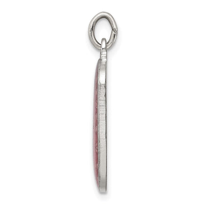 Sterlingsilber Rosa Emaille Quadratisch St. Christopher Medaille Anhänger