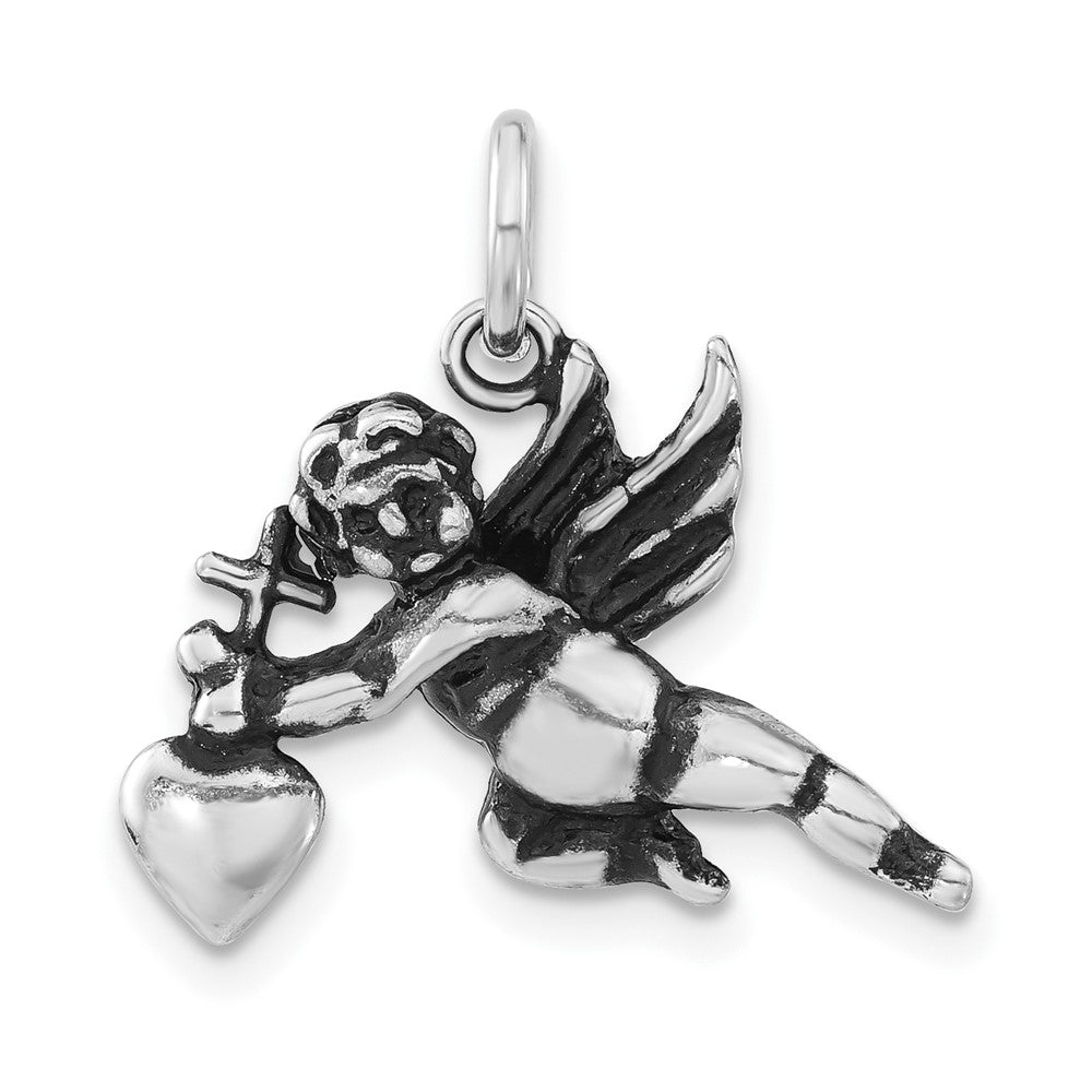 Sterlingsilber Poliert & Antikisiert Cupid Charm