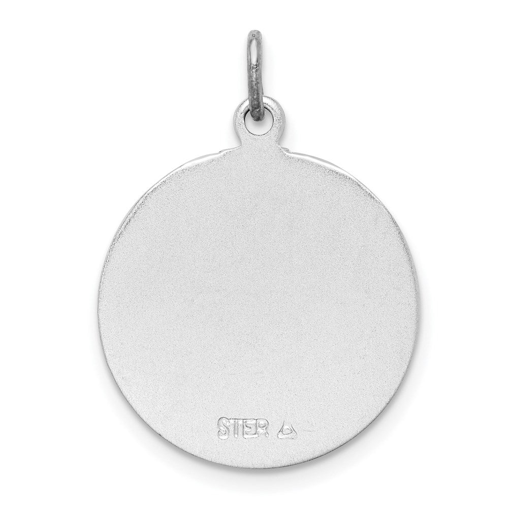 Sterlingsilber Rhodiniert Gebürstet Firmung Medaille Anhänger