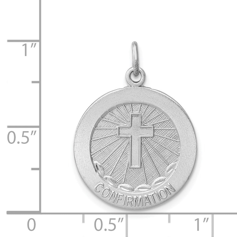 Sterlingsilber Rhodiniert Gebürstet Firmung Medaille Anhänger
