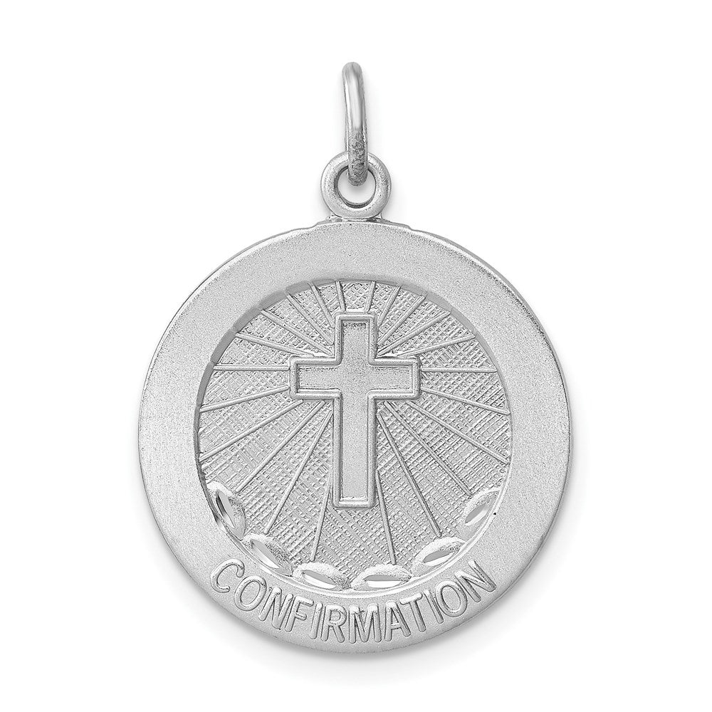 Sterlingsilber Rhodiniert Gebürstet Firmung Medaille Anhänger