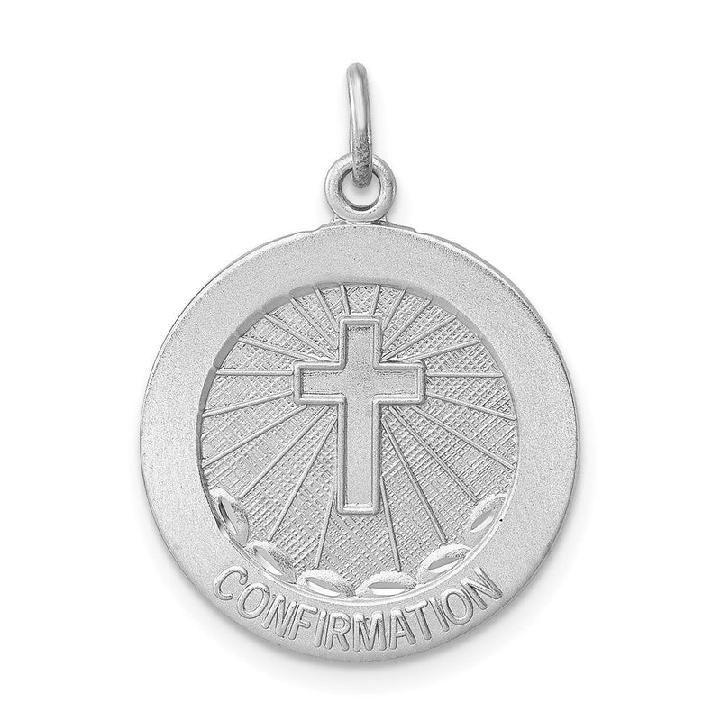 Sterlingsilber Rhodiniert Gebürstet Firmung Medaille Anhänger
