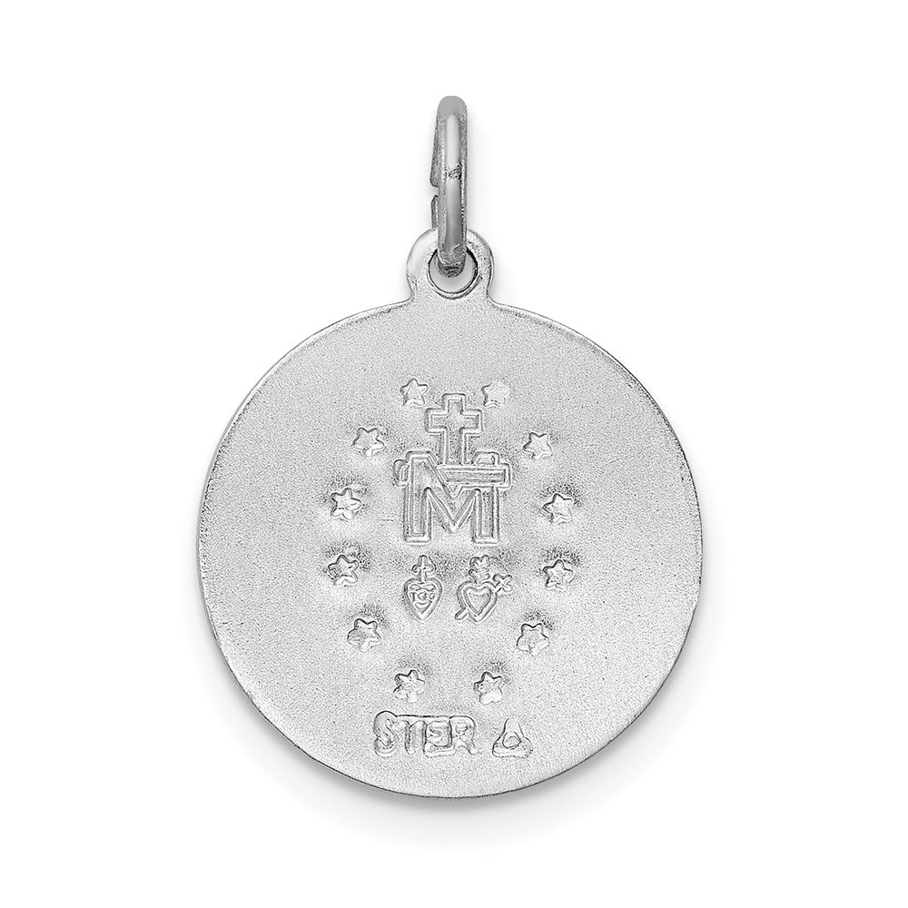 Sterlingsilber Rhodiniert Poliert Epoxid Wundertätig Medaille Anhänger