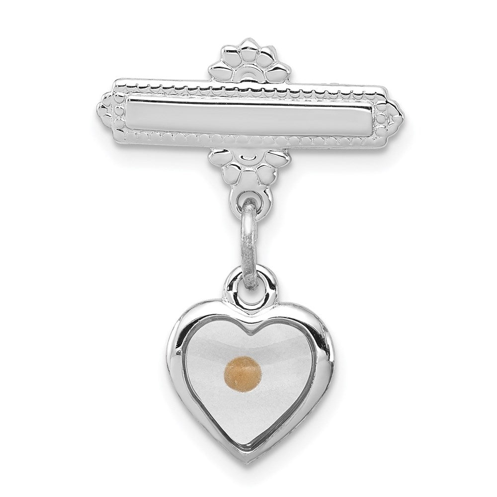 Sterlingsilber Rhodiniert Poliert Herz mit Epoxid Mustard Seed Brosche