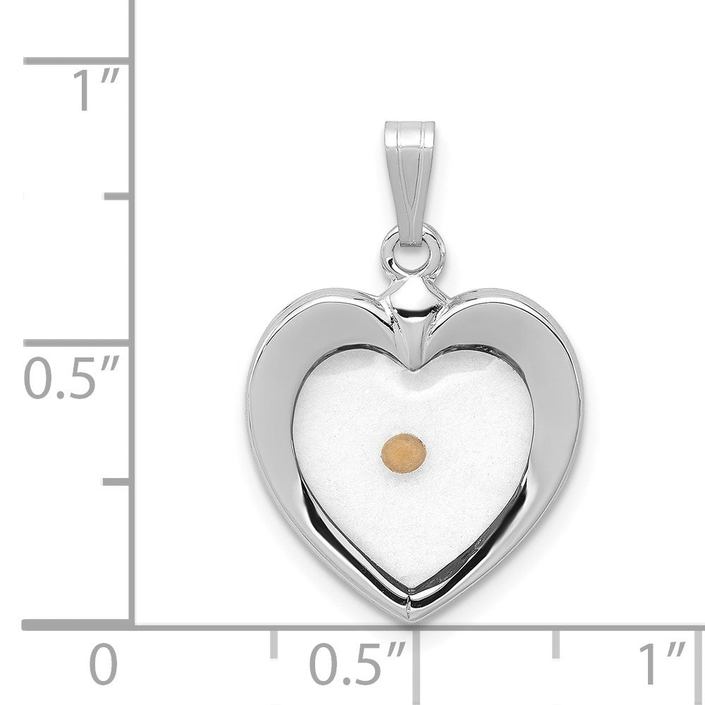 Sterlingsilber Rhodiniert Groß Herz mit Mustard Seed Anhänger