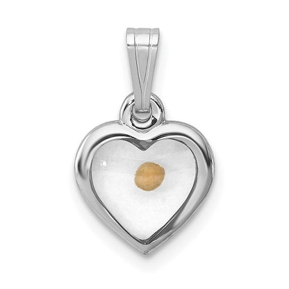 Sterlingsilber Rhodiniert Klein Herz mit Mustard Seed Anhänger