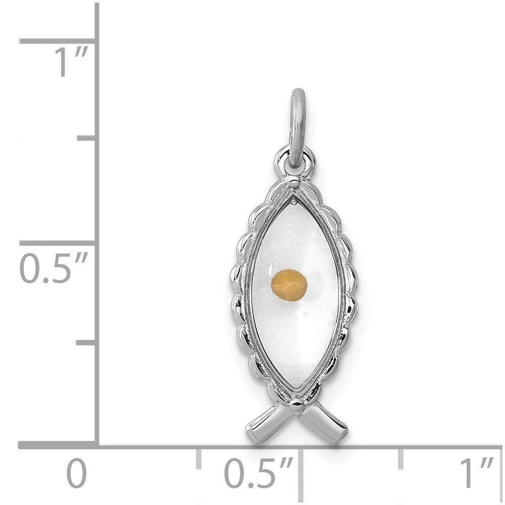 Sterlingsilber Rhodiniert Epoxid Ichthus mit Mustard Seed Anhänger