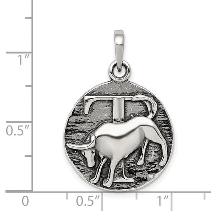 Sterlingsilber Poliert Antik Finish Taurus Horoscope Tierkreis Anhänger