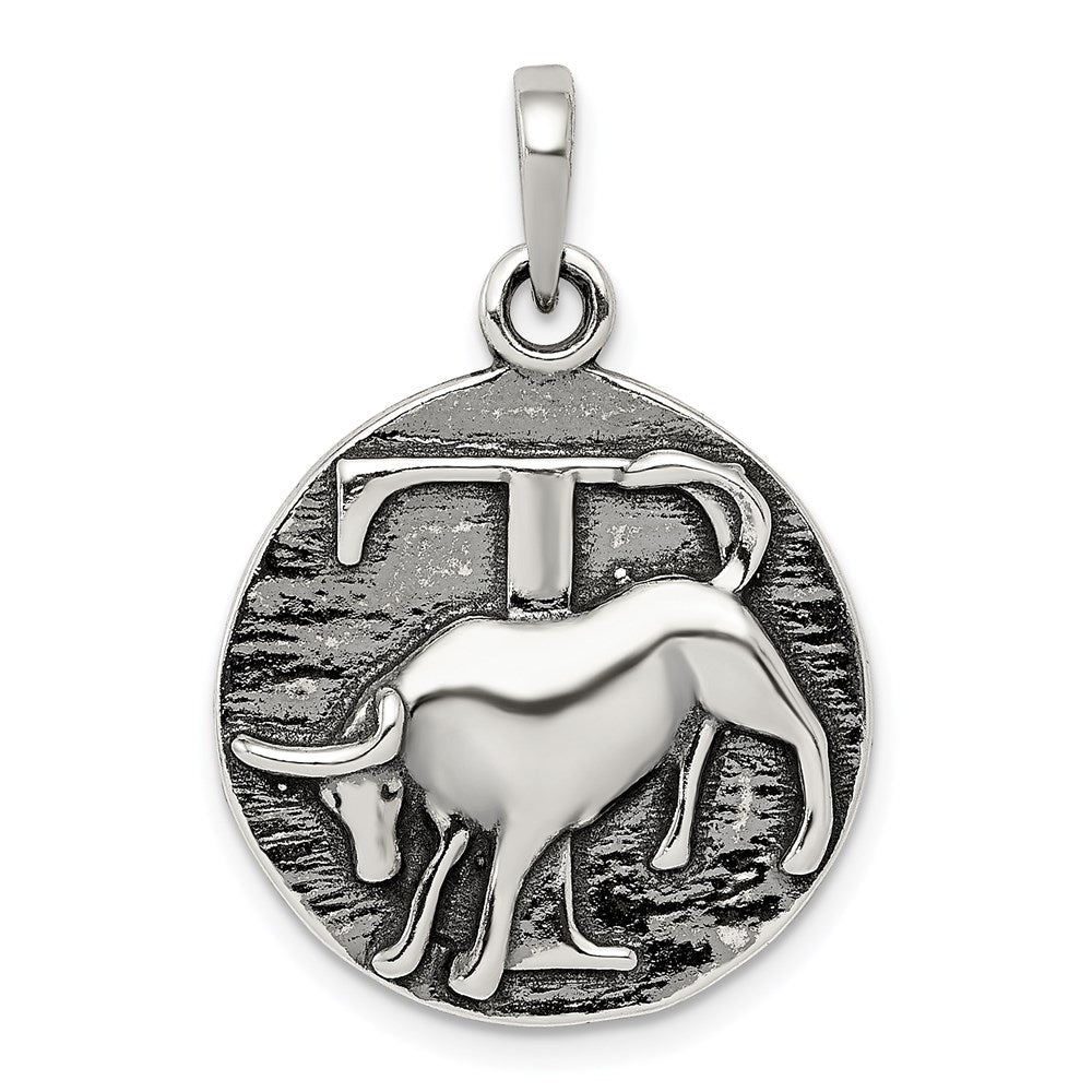 Sterlingsilber Poliert Antik Finish Taurus Horoscope Tierkreis Anhänger