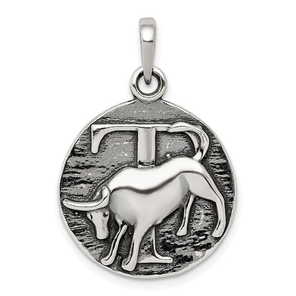 Sterlingsilber Poliert Antik Finish Taurus Horoscope Tierkreis Anhänger