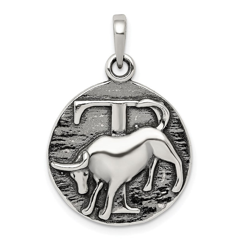 Sterlingsilber Poliert Antik Finish Taurus Horoscope Tierkreis Anhänger