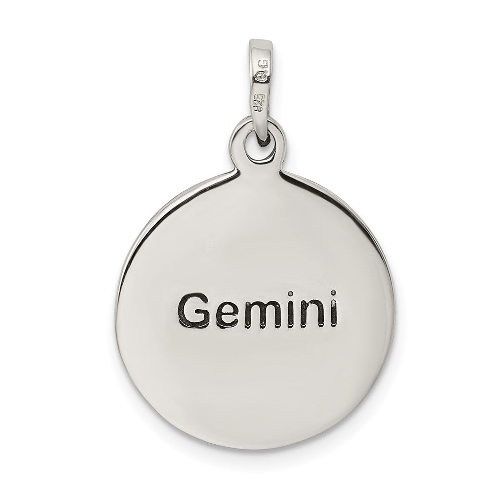 Sterlingsilber Poliert Antik Finish Gemini Horoscope Tierkreis Anhänger