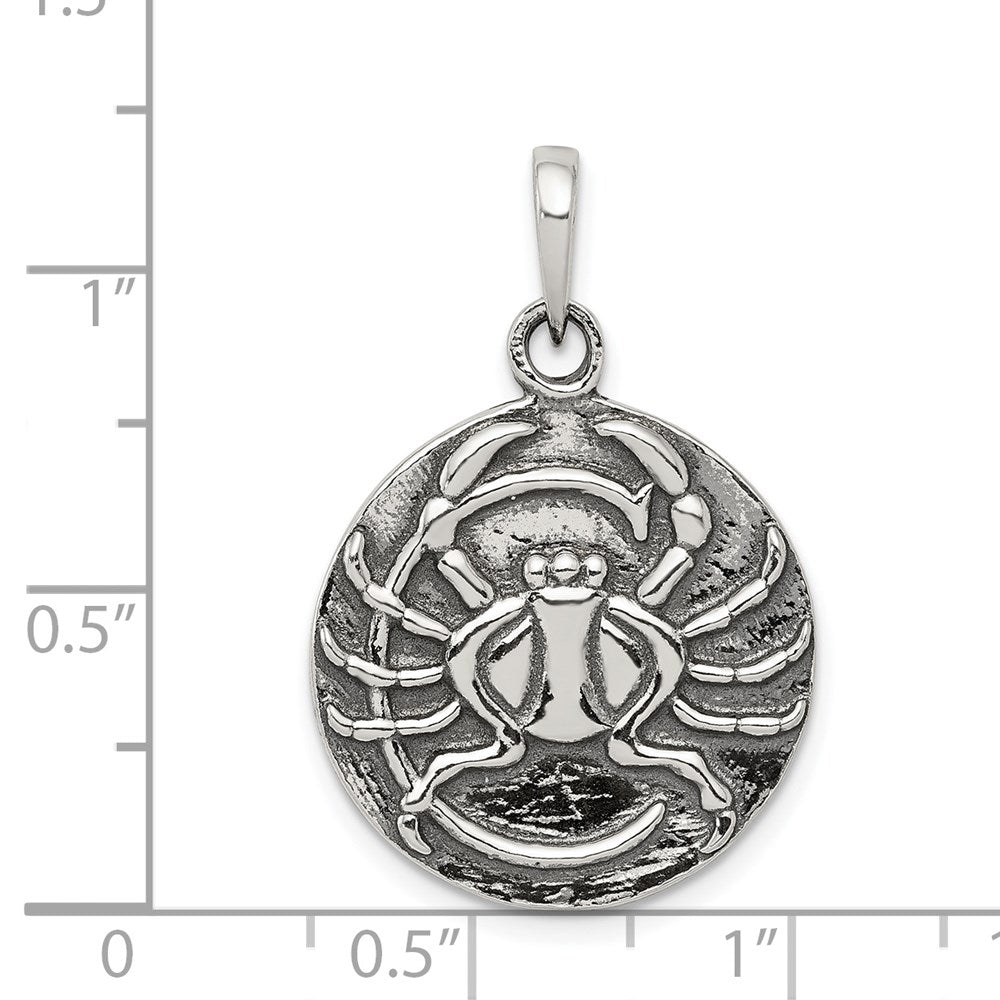 Sterlingsilber Poliert Antik Finish Cancer Horoscope Tierkreis Anhänger