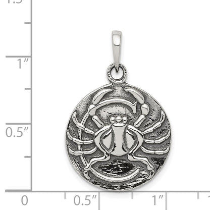 Sterlingsilber Poliert Antik Finish Cancer Horoscope Tierkreis Anhänger