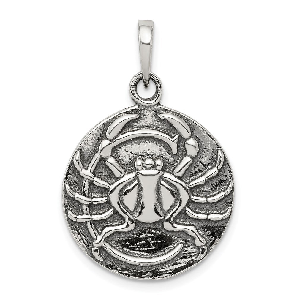 Sterlingsilber Poliert Antik Finish Cancer Horoscope Tierkreis Anhänger