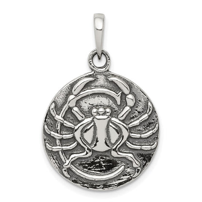 Sterlingsilber Poliert Antik Finish Cancer Horoscope Tierkreis Anhänger