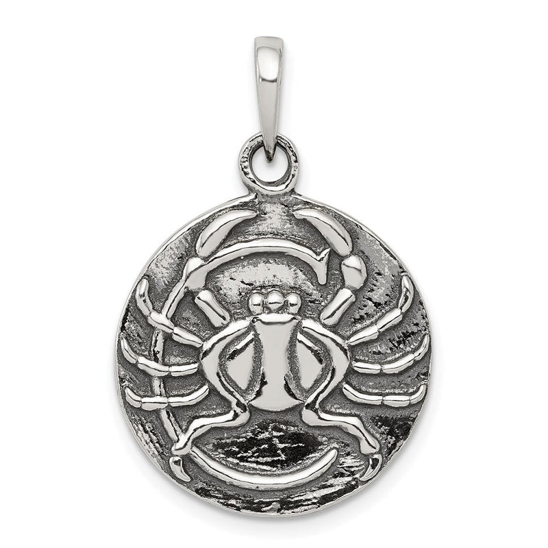 Sterlingsilber Poliert Antik Finish Cancer Horoscope Tierkreis Anhänger