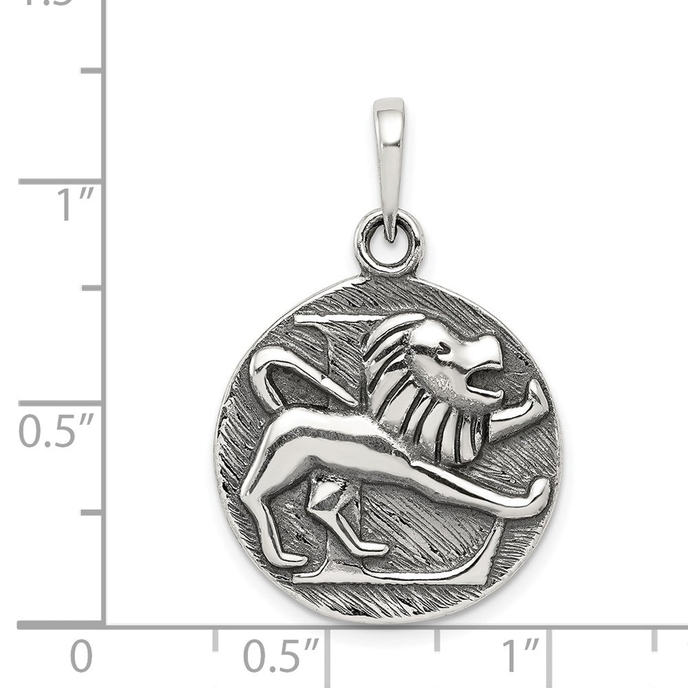 Sterlingsilber Poliert Antik Finish Leo Horoscope Tierkreis Anhänger