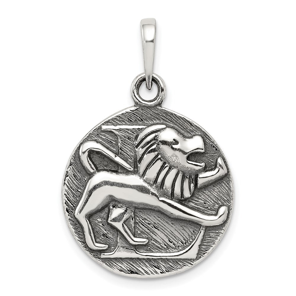 Sterlingsilber Poliert Antik Finish Leo Horoscope Tierkreis Anhänger