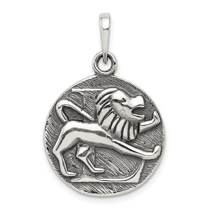 Sterlingsilber Poliert Antik Finish Leo Horoscope Tierkreis Anhänger