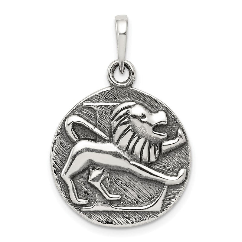 Sterlingsilber Poliert Antik Finish Leo Horoscope Tierkreis Anhänger