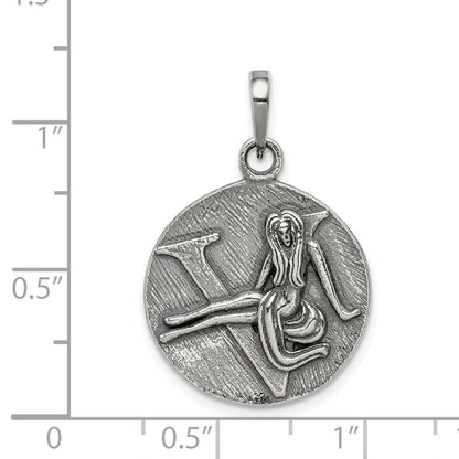 Sterlingsilber Poliert Antik Finish Virgo Horoscope Tierkreis Anhänger