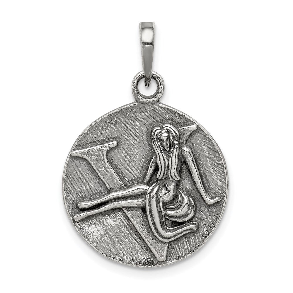 Sterlingsilber Poliert Antik Finish Virgo Horoscope Tierkreis Anhänger