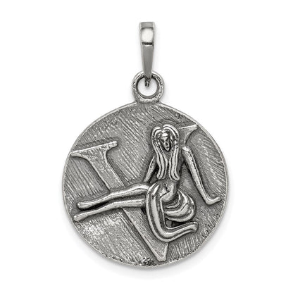 Sterlingsilber Poliert Antik Finish Virgo Horoscope Tierkreis Anhänger