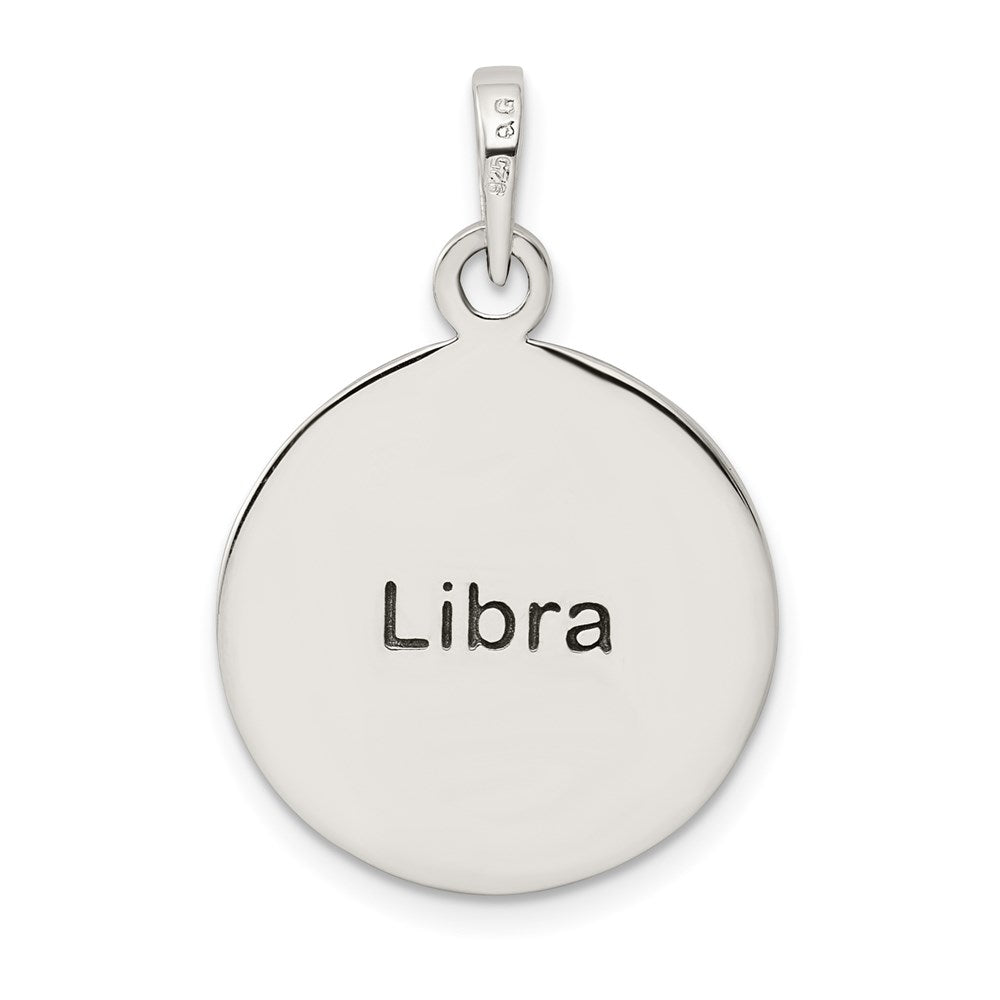 Sterlingsilber Poliert Antik Finish Libra Horoscope Tierkreis Anhänger