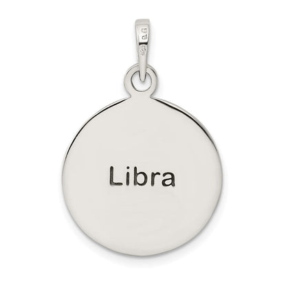 Sterlingsilber Poliert Antik Finish Libra Horoscope Tierkreis Anhänger