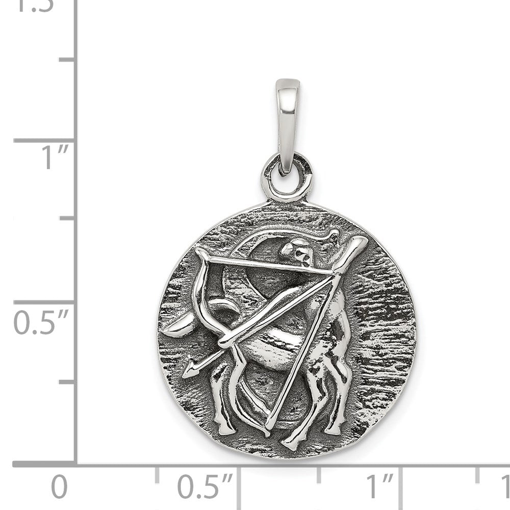 Sterlingsilber Poliert Antik Finish Sagittarius Horoscope Tierkreis Pendan