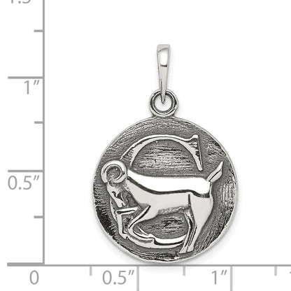 Sterlingsilber Poliert Antik Finish Capricorn Horoscope Tierkreis Anhänger