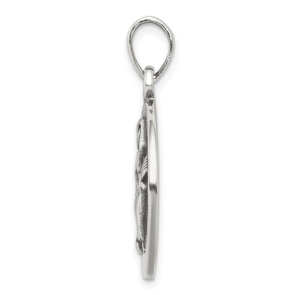 Sterlingsilber Poliert Antik Finish Aquarius Horoscope Tierkreis Anhänger