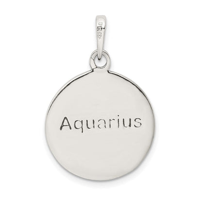 Sterlingsilber Poliert Antik Finish Aquarius Horoscope Tierkreis Anhänger