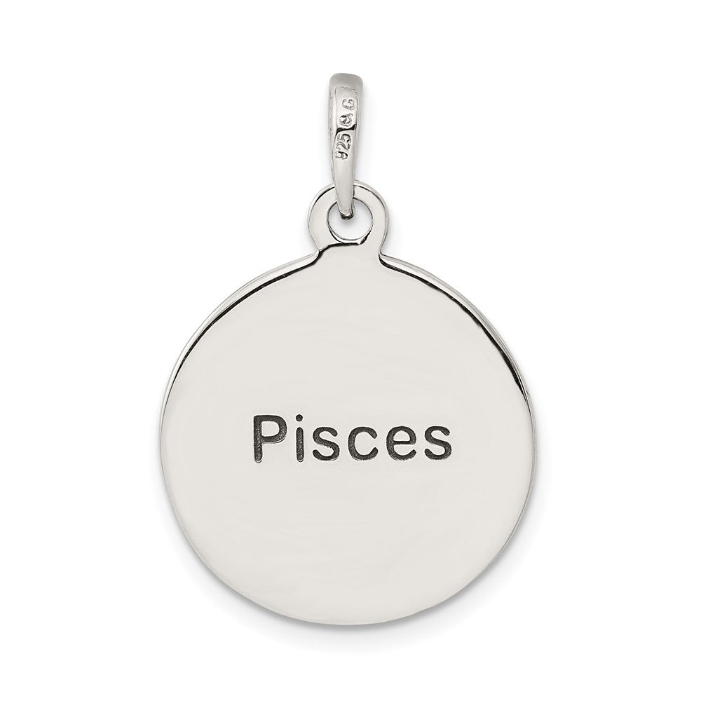 Sterlingsilber Poliert Antik Finish Pisces Horoscope Tierkreis Anhänger