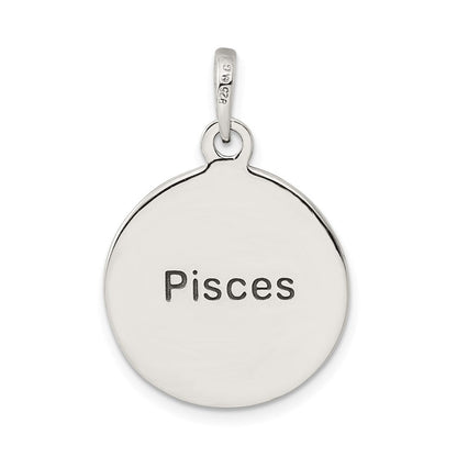 Sterlingsilber Poliert Antik Finish Pisces Horoscope Tierkreis Anhänger