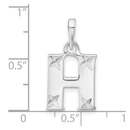 Sterlingsilber Poliert Diamantiert Initiale H Anhänger