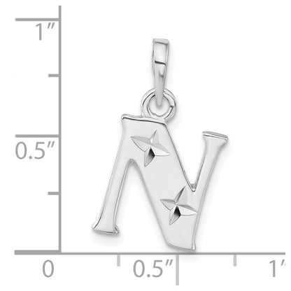 Sterlingsilber Poliert Diamantiert Initiale N Anhänger